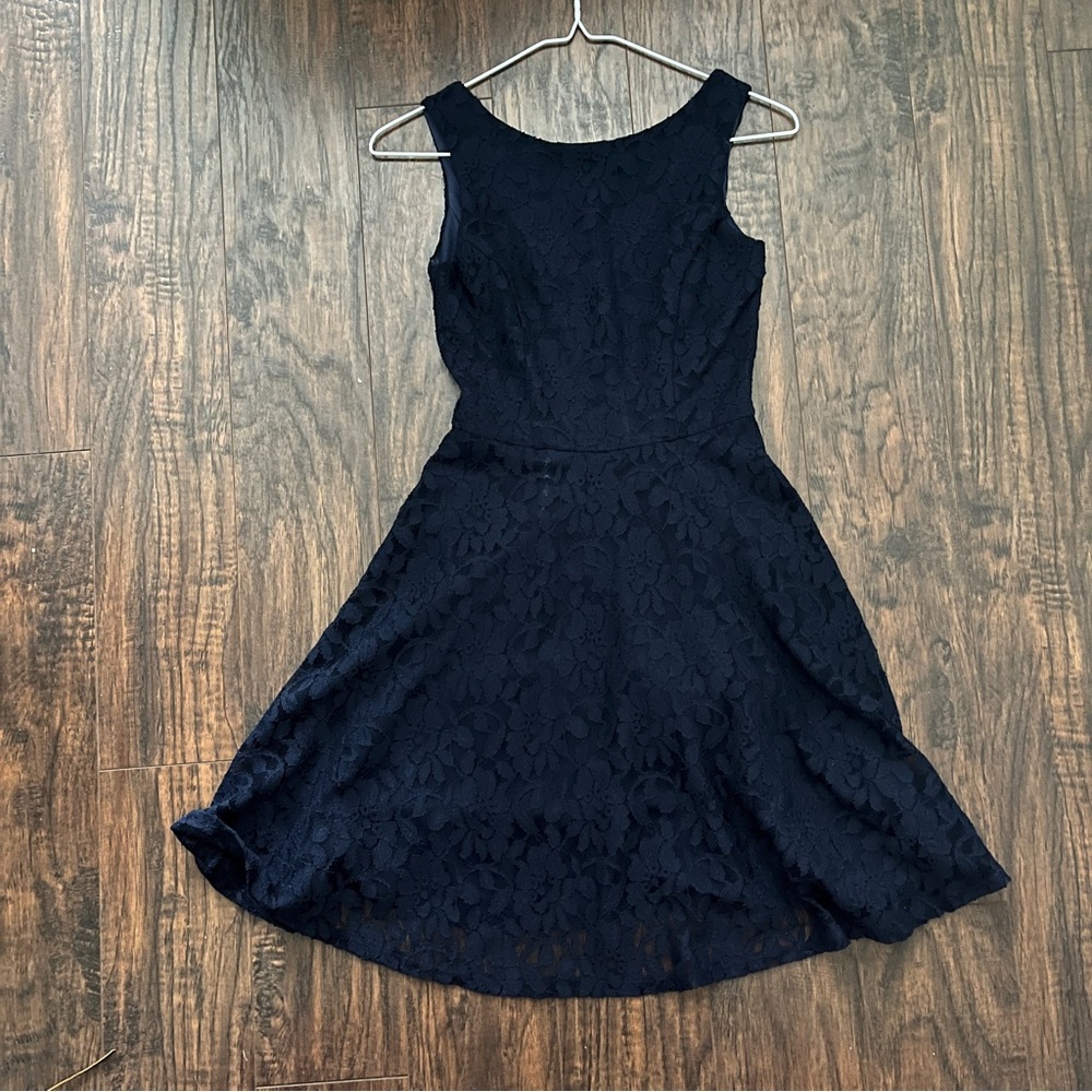 navy blue lace formal dress